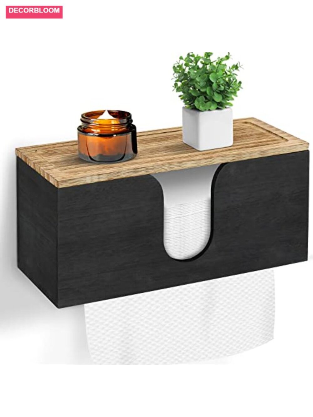 Solid Wood Paper Towel Dispenser Wall Mounted Folded Holder with Lid